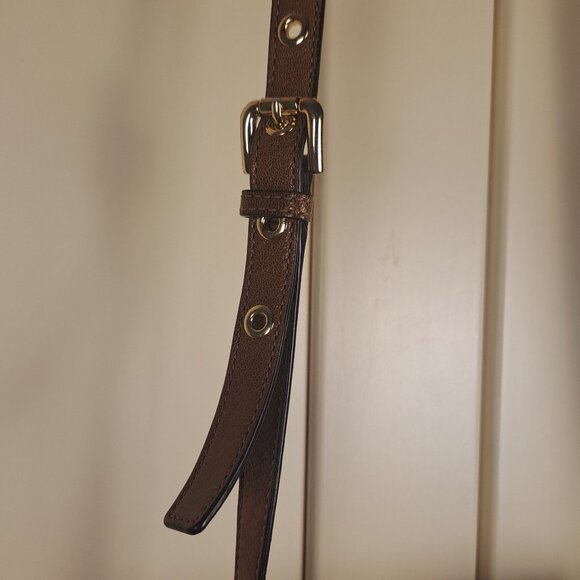 MICHAEL KORS Naomi Brown Glazed Leather Small Crossbody Messenger Zipper Detail - Picture 5 of 15